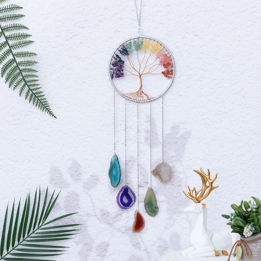 Décoration murale ornementale arbre de vie en agate chakra Olivenorma