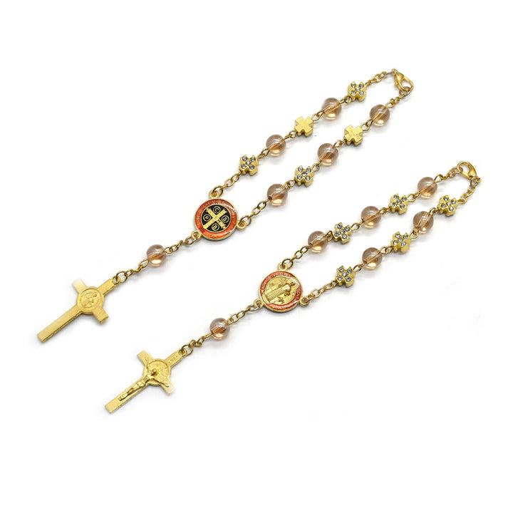 Bracelet chapelet et croix en or avec perles de prière Olivenorma