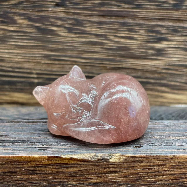 Décoration en pierre précieuse pour chat en cristal naturel Olivenorma de 4 cm