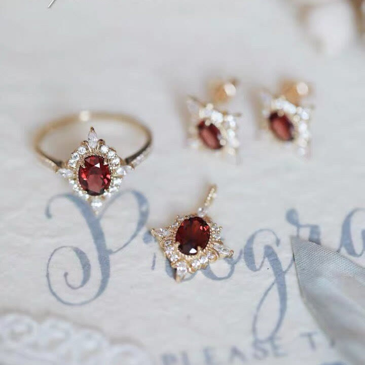Bague d'ambiance vintage en rubis "Miss Rose" Olivenorma