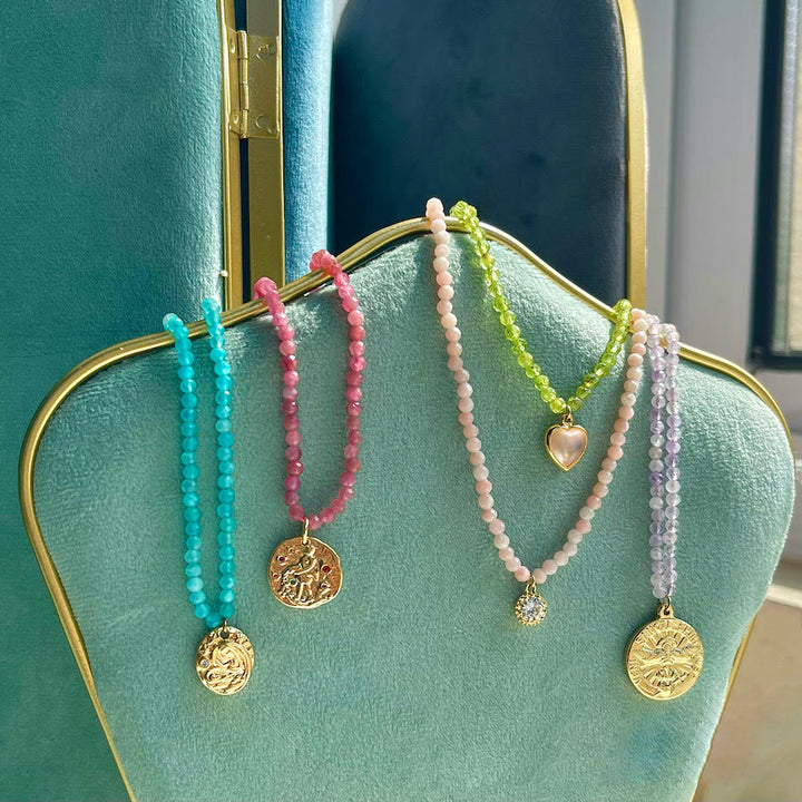Collier avec pendentif en métal et cristal naturel Olivenorma