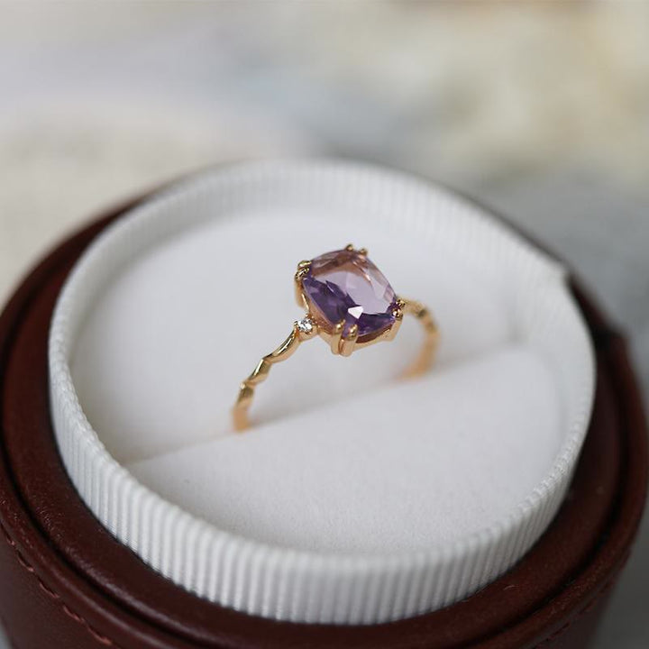 Bague Olivenorma en forme de vague avec cube de sucre en améthyste