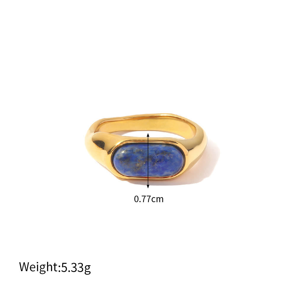 Ensemble de bagues vintage en acier titane et lapis-lazuli Olivenorma Court 