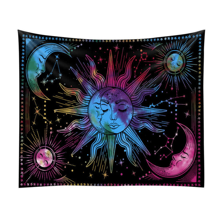 Tapisserie murale à suspendre style rétro avec motif soleil et lune de Olivenorma