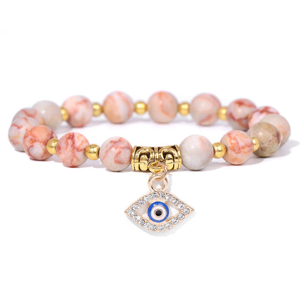Bracelet pendentif mauvais œil en perles de pierre naturelle Olivenorma