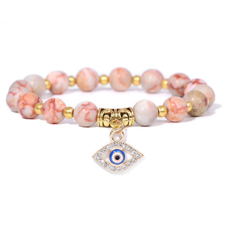 Bracelet pendentif mauvais œil en perles de pierre naturelle Olivenorma