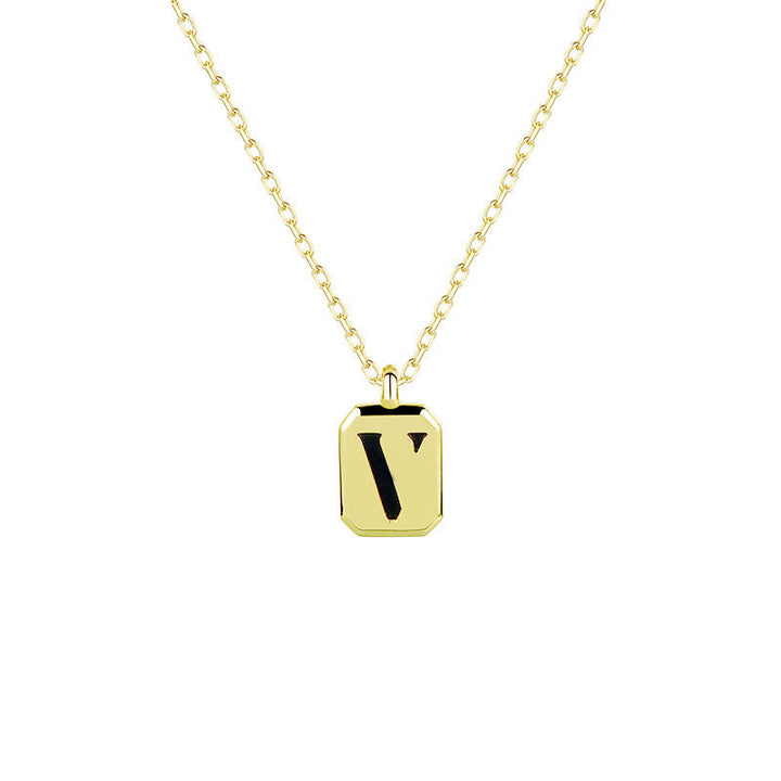 Collier Initiale Personnalisable en Or Olivenorma - Obsidienne - V - image 25