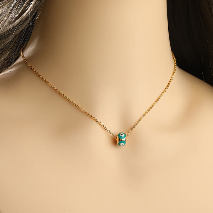 Collier pendentif rond contre le mauvais œil dégoulinant d'huile Olivenorma 