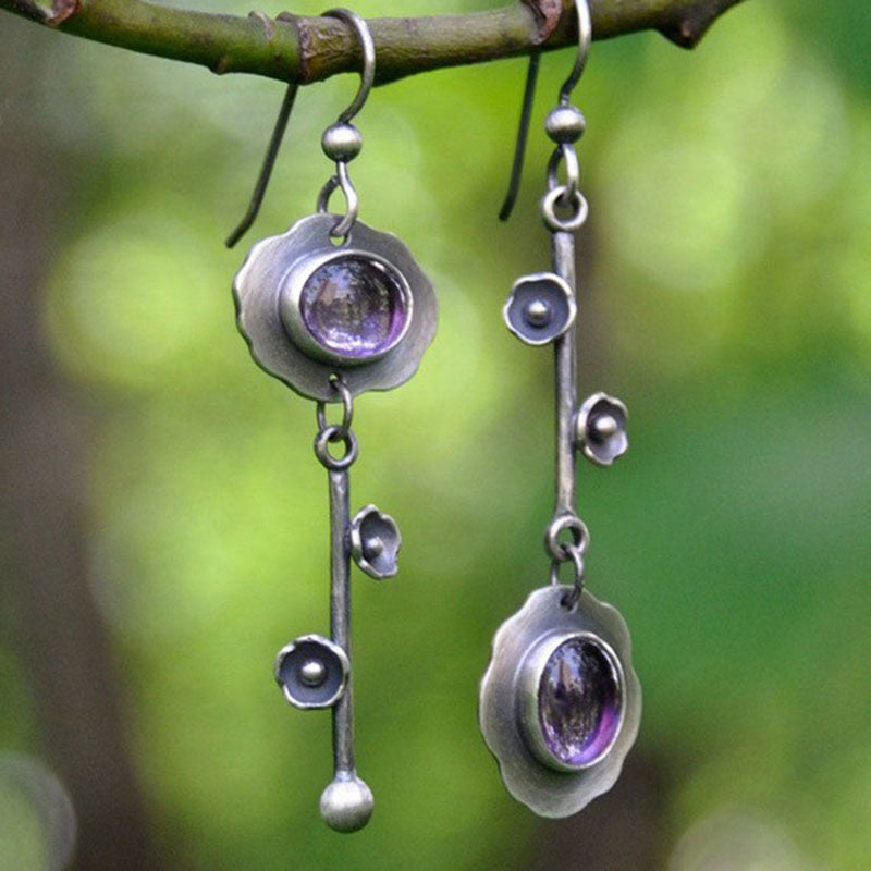 Boucles d'oreilles rétro en cristal purifiant