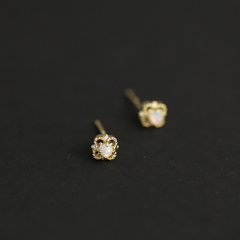 Boucles d'oreilles rhombiques délicates en opale vintage Olivenorma 