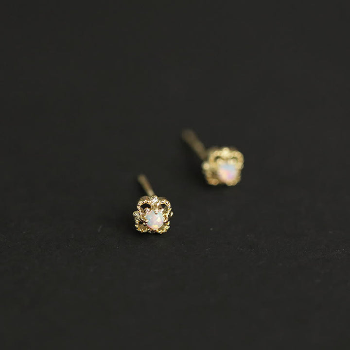 Boucles d'oreilles rhombiques délicates en opale vintage Olivenorma 