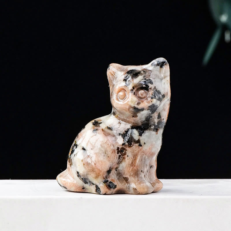 Décoration en pierre précieuse sculptée en forme de chat porte-bonheur en cristal naturel Olivenorma - bordure de trottoir - image 29