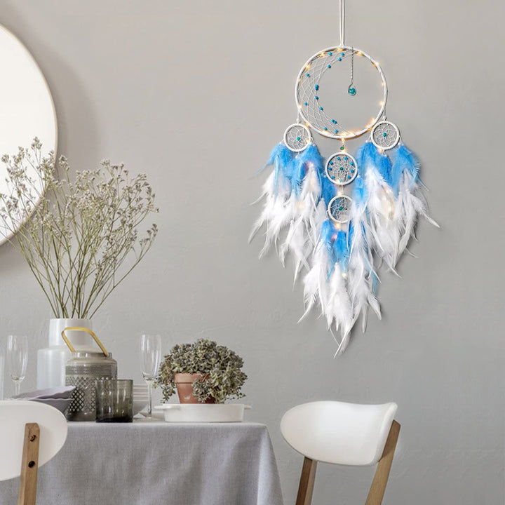 Décoration de lune en demi-cercle Olivenorma avec attrape-rêves lumineux