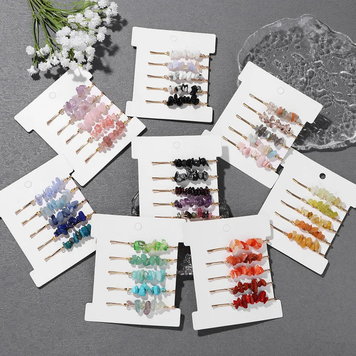 Lot de 5 épingles à cheveux en cristal de guérison Olivenorma