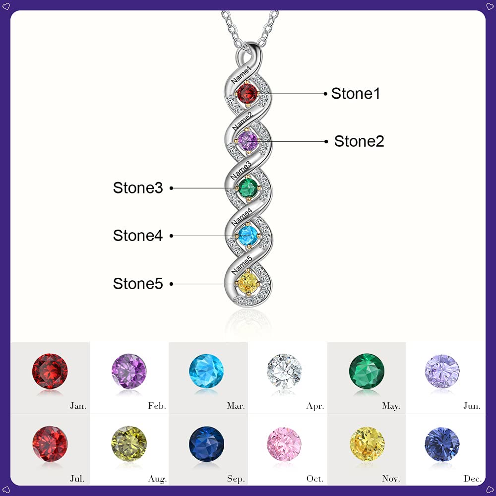 Collier avec pierre de naissance gravée pour femme Olivenorma