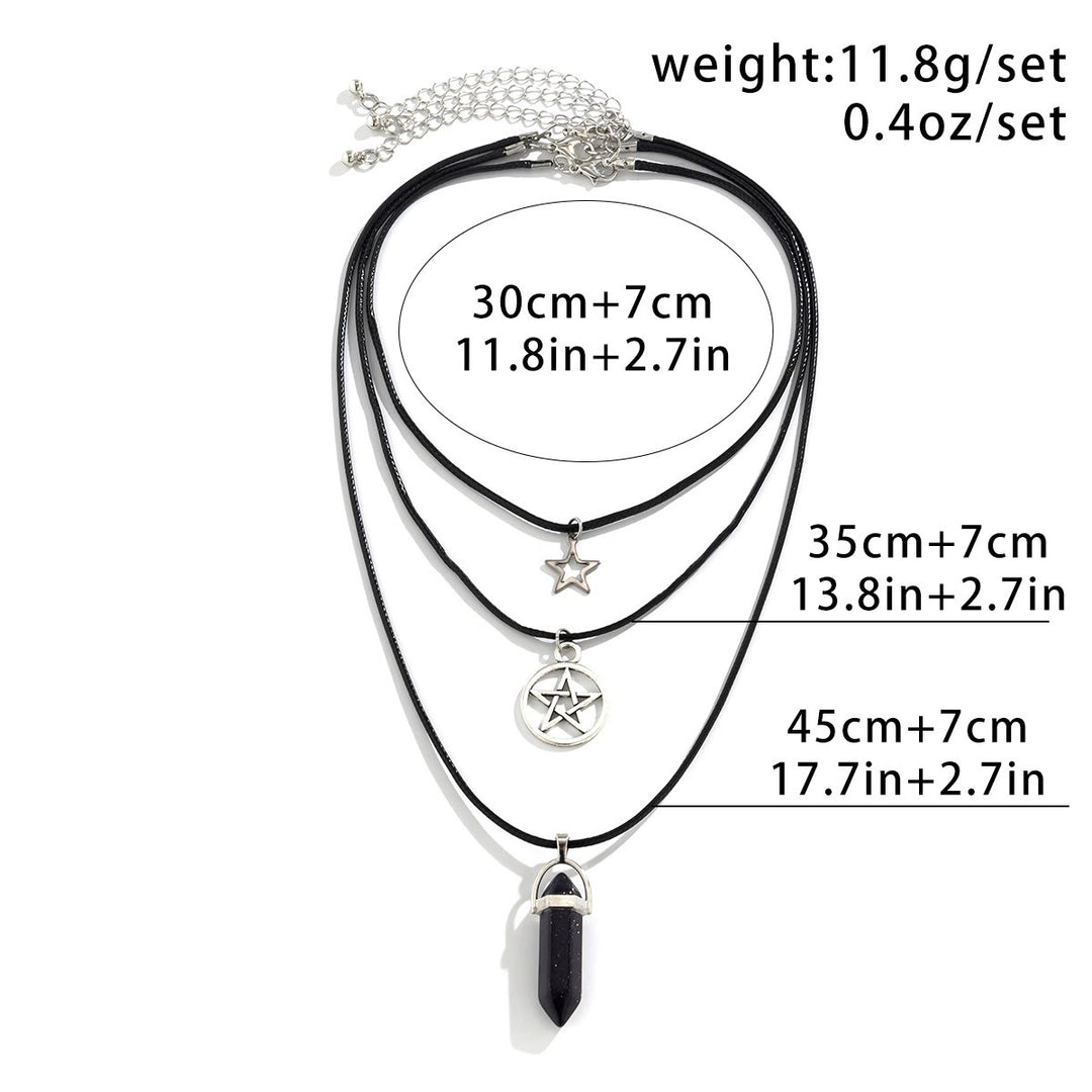Ensemble de colliers avec pendentif en pierre naturelle Arbre de vie et mauvais œil Olivenorma 