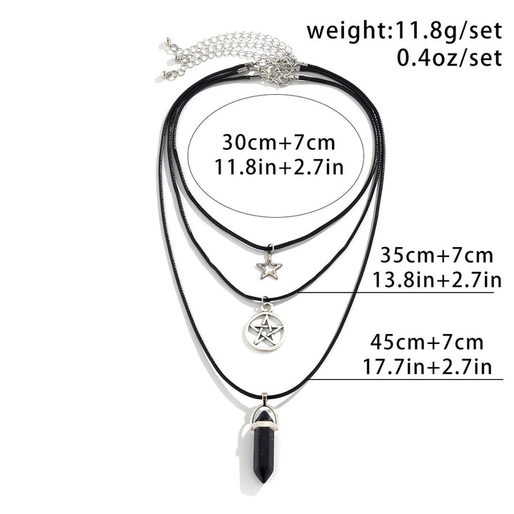 Ensemble de colliers avec pendentif en pierre naturelle Arbre de vie et mauvais œil Olivenorma 