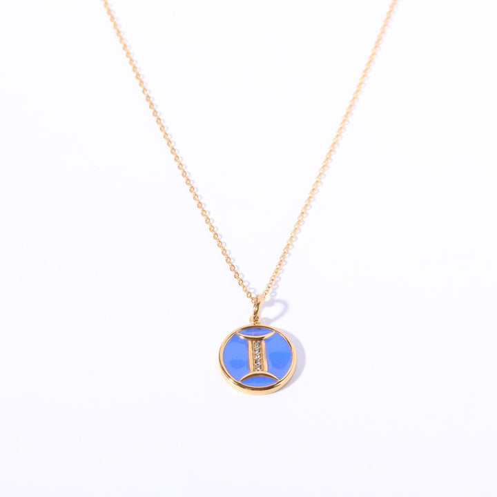 Collier vintage en acier inoxydable 18 carats avec zircon blanc Olivenorma 