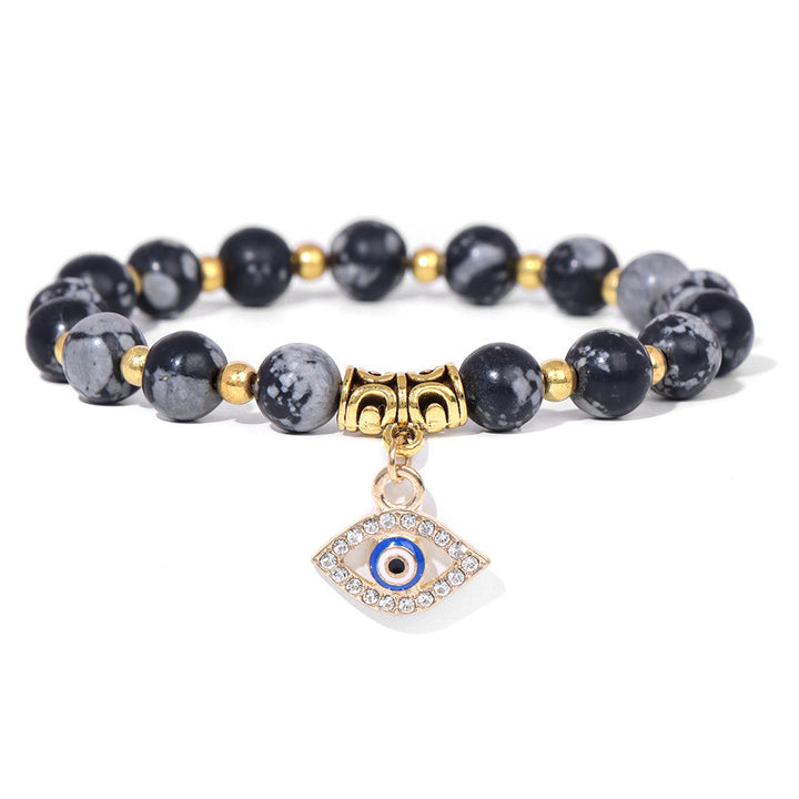 Bracelet pendentif mauvais œil en perles de pierre naturelle Olivenorma