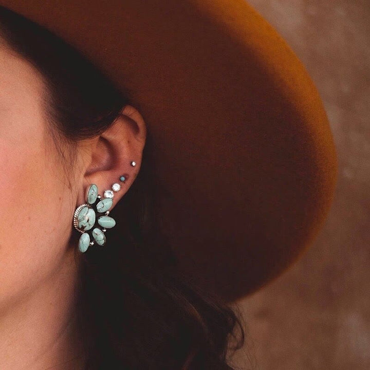 Boucles d'oreilles Olivenorma style bohème vintage avec pierres naturelles turquoise 