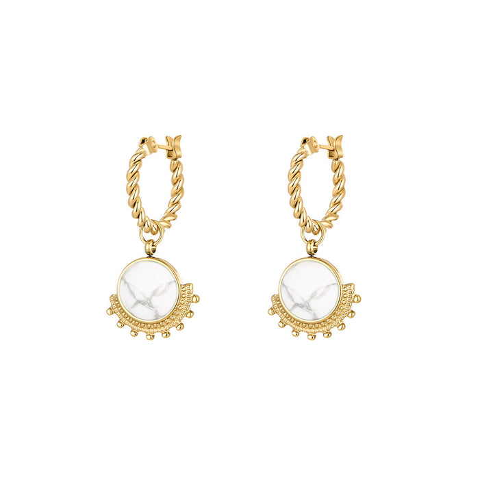 Boucles d'oreilles pendantes en turquoise blanche naturelle Olivenorma Soleil Lune Étoile