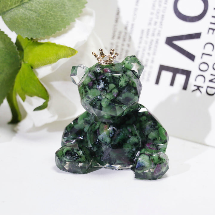 Ornement en résine de gravier de cristal Olivenorma en forme d'ours en pierre précieuse