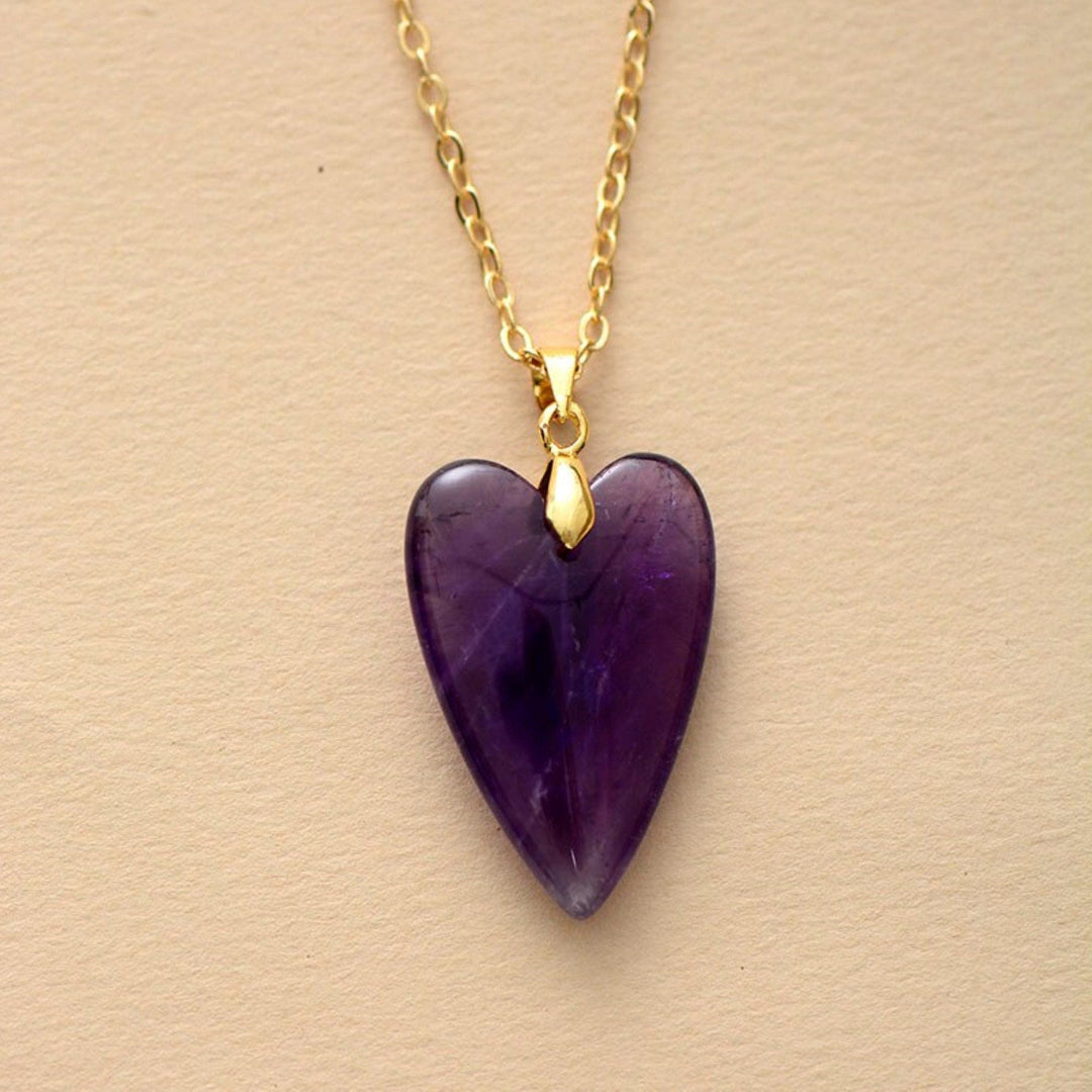 Collier pendentif en forme de cœur en cristal de guérison Olivenorma