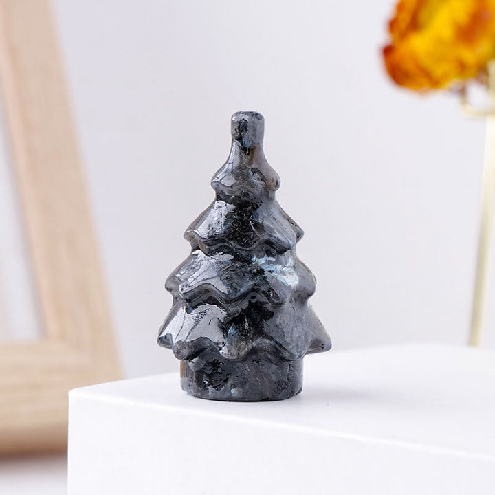 Olivenorma 1 pièce de décoration en pierre précieuse sculptée en pin de Noël en cristal naturel 