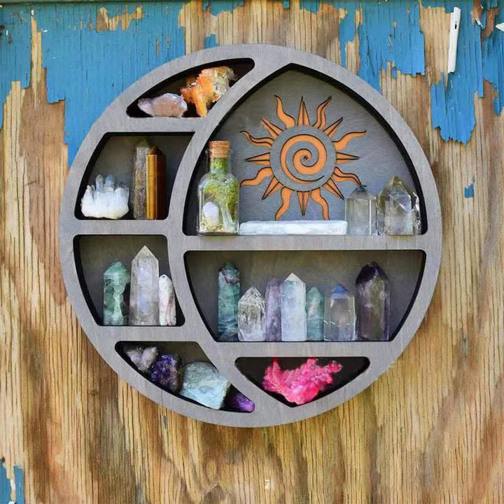 Etagère ronde en cristal en forme de croissant de lune et de soleil Olivenorma