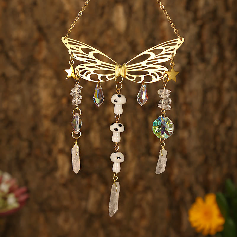 Carillon éolien attrape-soleil en forme d'ailes de papillon en cristal Olivenorma 