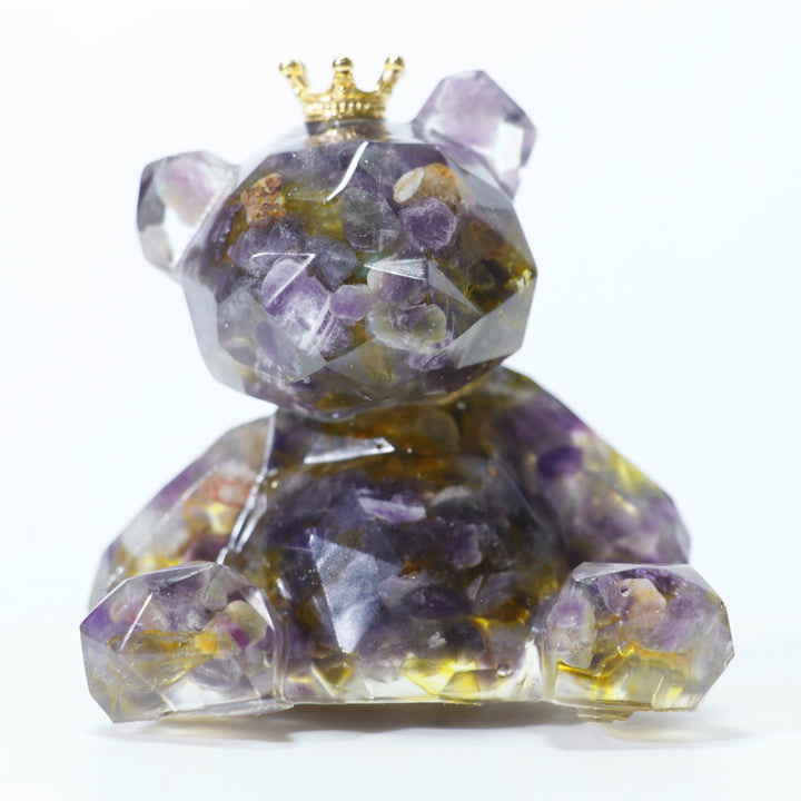 Ornement en résine de gravier de cristal Olivenorma en forme d'ours en pierre précieuse