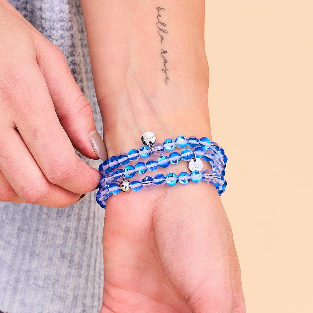 Bracelet en perles de verre cristal bleu Olivenorma 