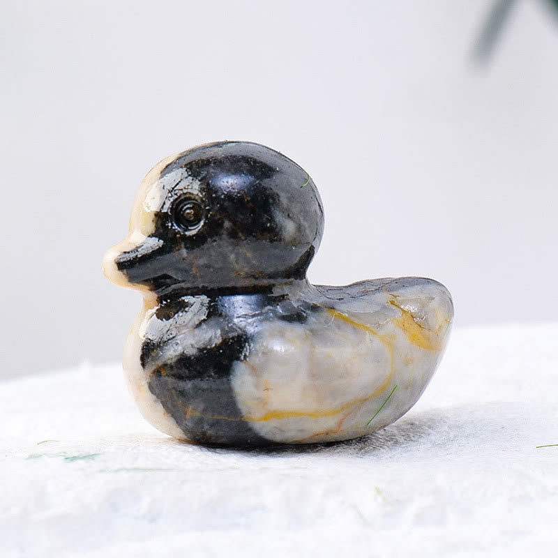 Décoration en pierre précieuse sculptée en forme de canard en cristal de quartz Olivenorma de 1,2 pouce
