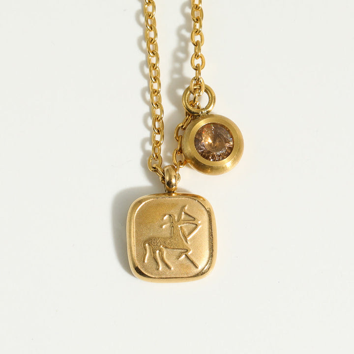 Collier pendentif Olivenorma avec douze pierres de naissance du zodiaque