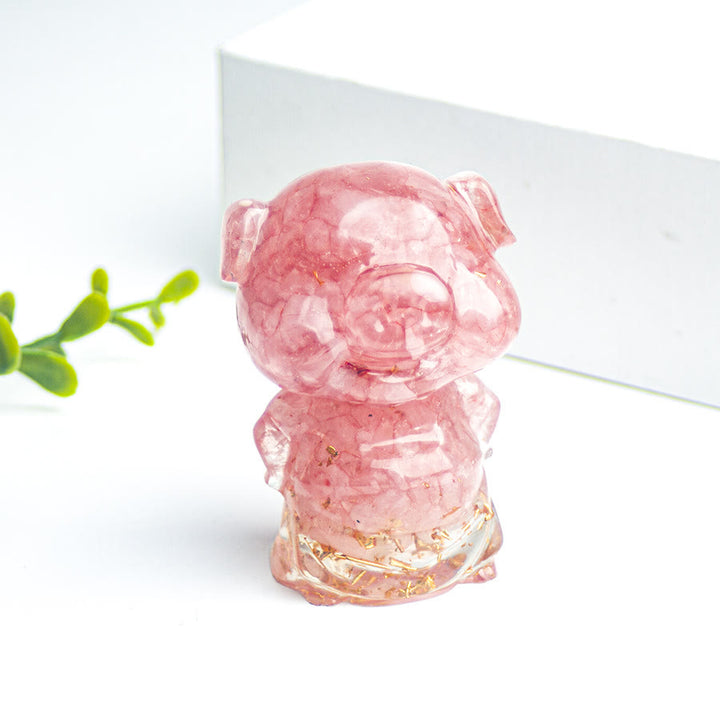 Décoration en pierres précieuses porte-bonheur Olivenorma Piggy