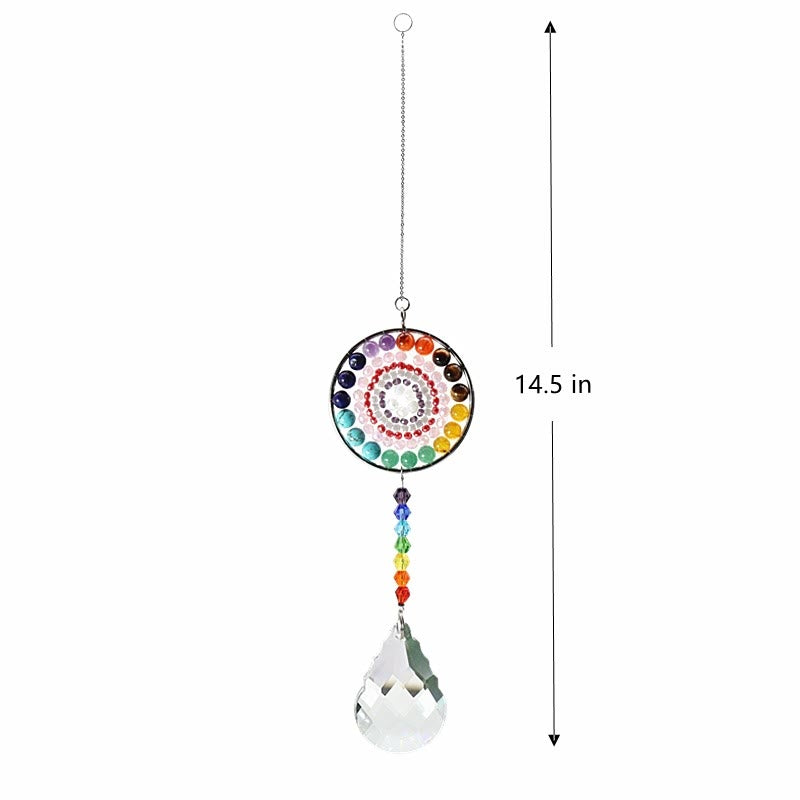 Carillon éolien chakra fait main avec attrape-soleil en cristal Olivenorma