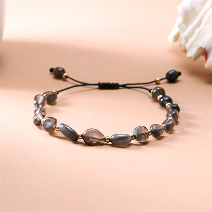 Bracelet tissé à la main en perles de pierre irrégulières naturelles Olivenorma 