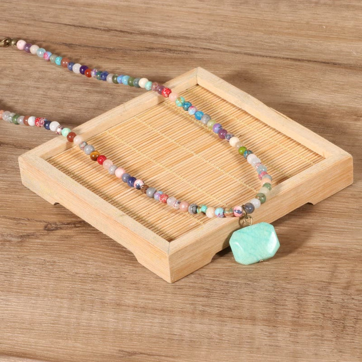 Collier ras du cou avec pendentif géométrique en amazonite Olivenorma 