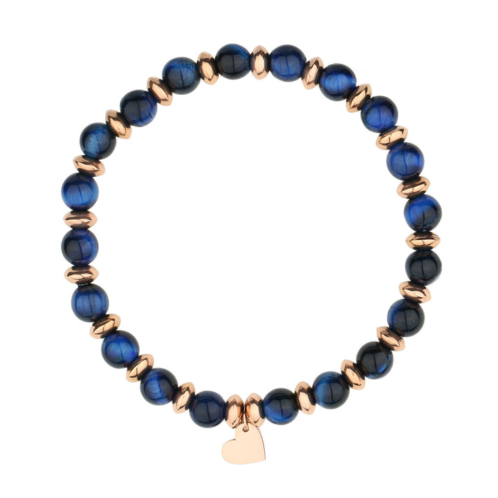 Bracelet pendentif en forme de cœur en métal et perles de cristal naturel Olivenorma