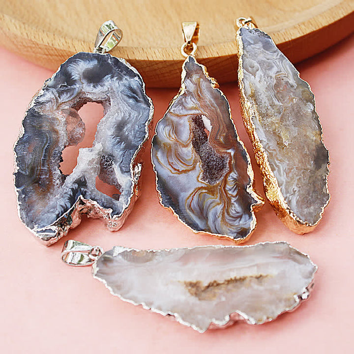 Collier en géode d'agate naturelle Olivenorma
