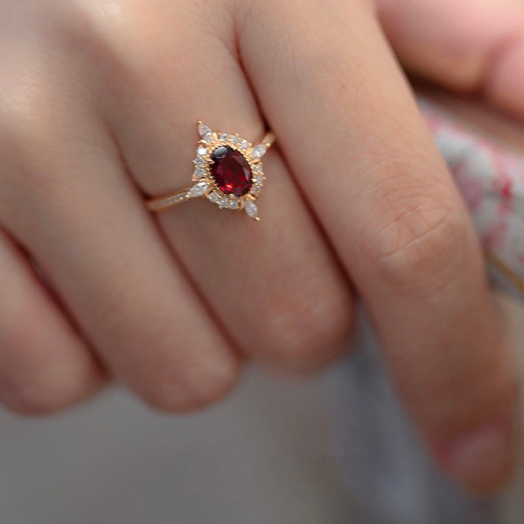 Bague d'ambiance vintage en rubis "Miss Rose" Olivenorma