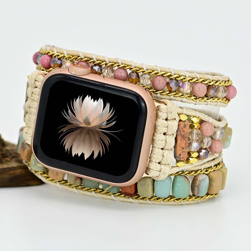 Bracelet enroulé Olivenorma en amazonite pour Apple Watch