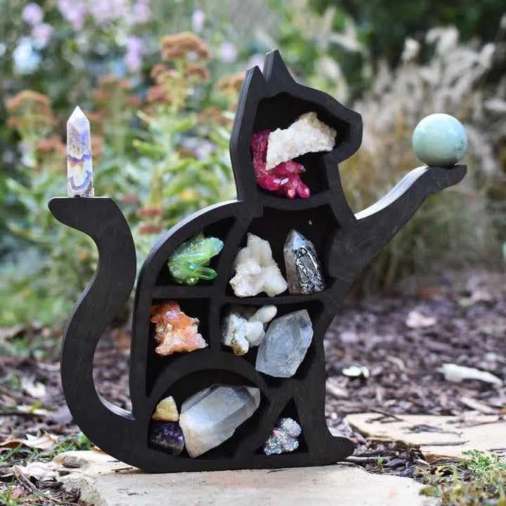 Etagère en cristal en forme de croissant de lune en forme de chat mignon