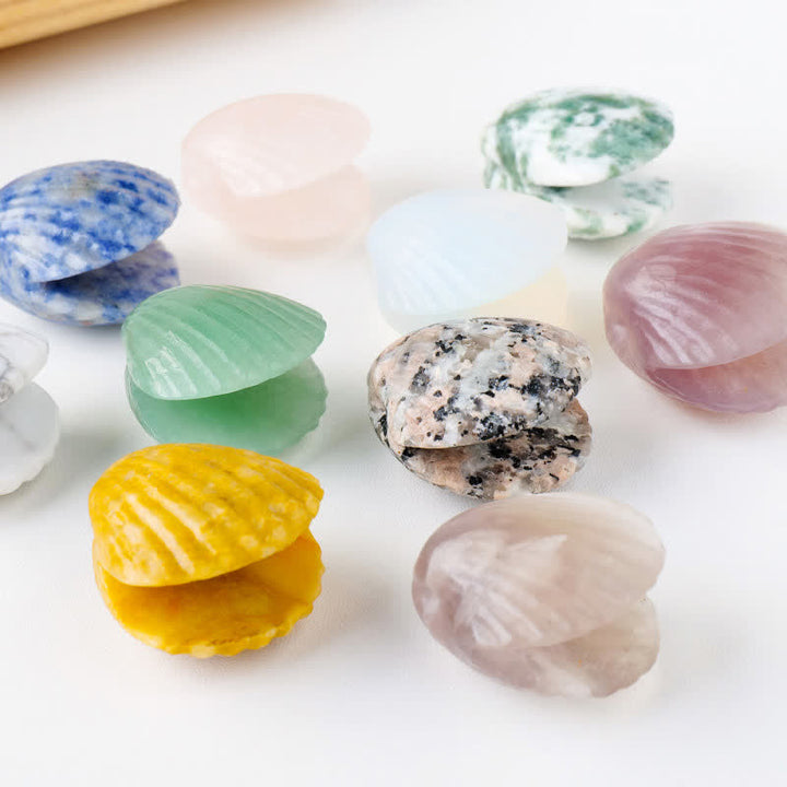Décoration en pierre précieuse sculptée en coquillages d'agate en cristal naturel Olivenorma