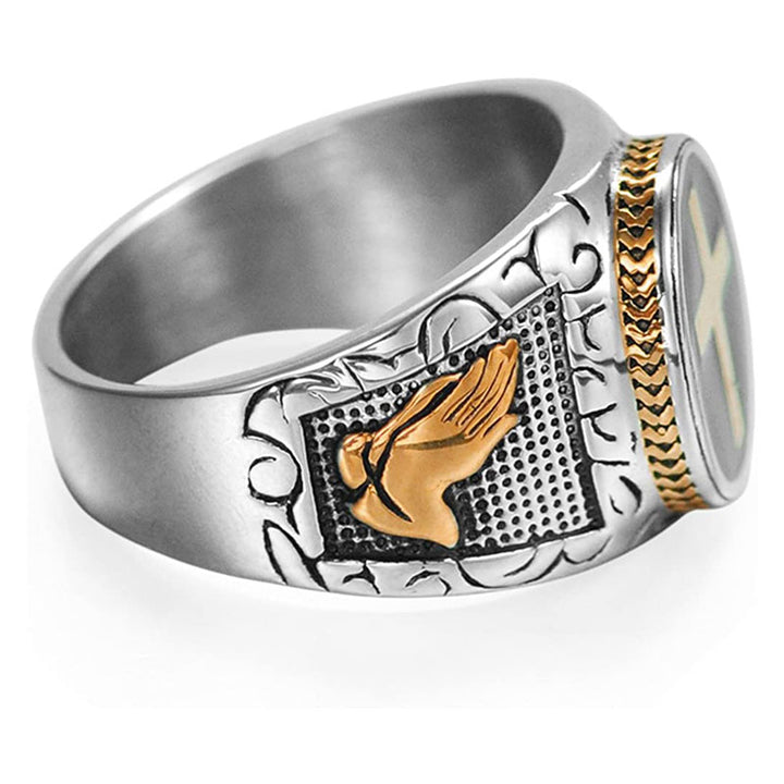 Bague vintage avec symbole de croix Olivenorma