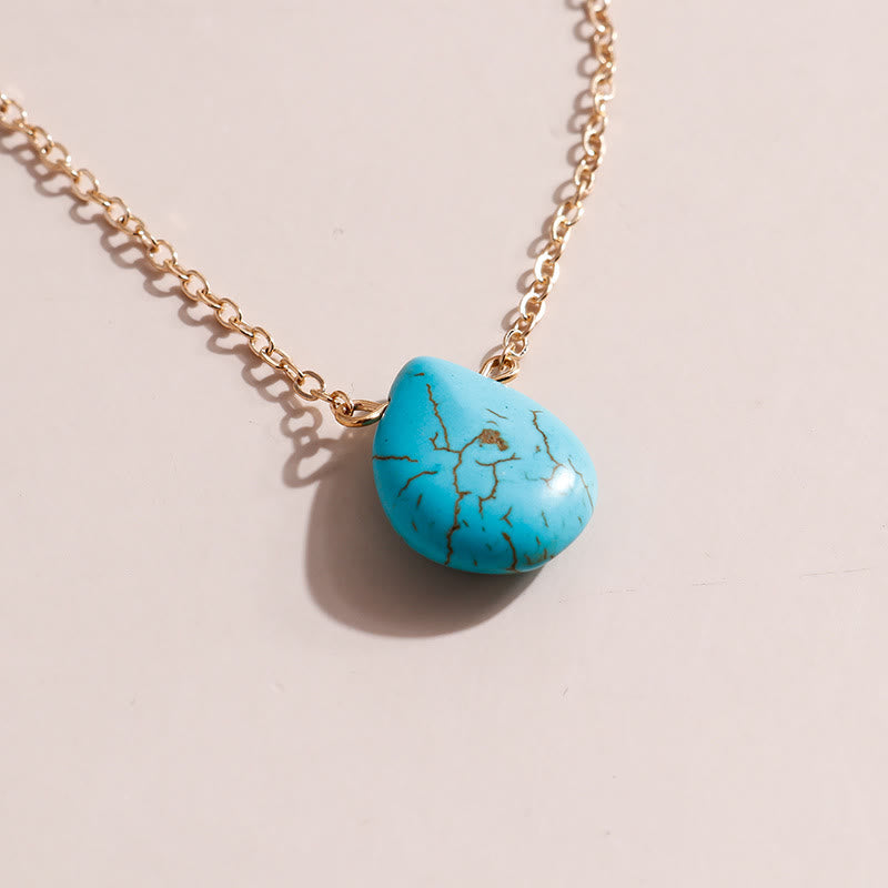 Collier simple avec pendentif en forme de goutte turquoise Olivenorma 