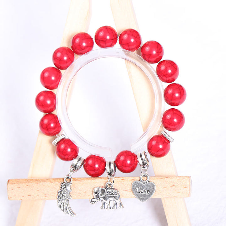 Ensemble de bracelets à perles avec pendentif en forme de cœur et ailes d'éléphant Olivenorma 