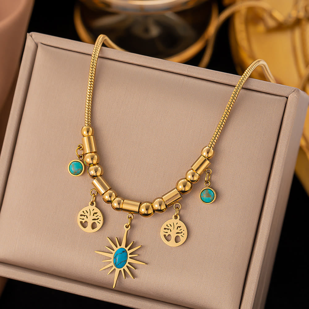 Collier bracelet enroulé fantaisie mauvais œil turquoise doré Olivenorma