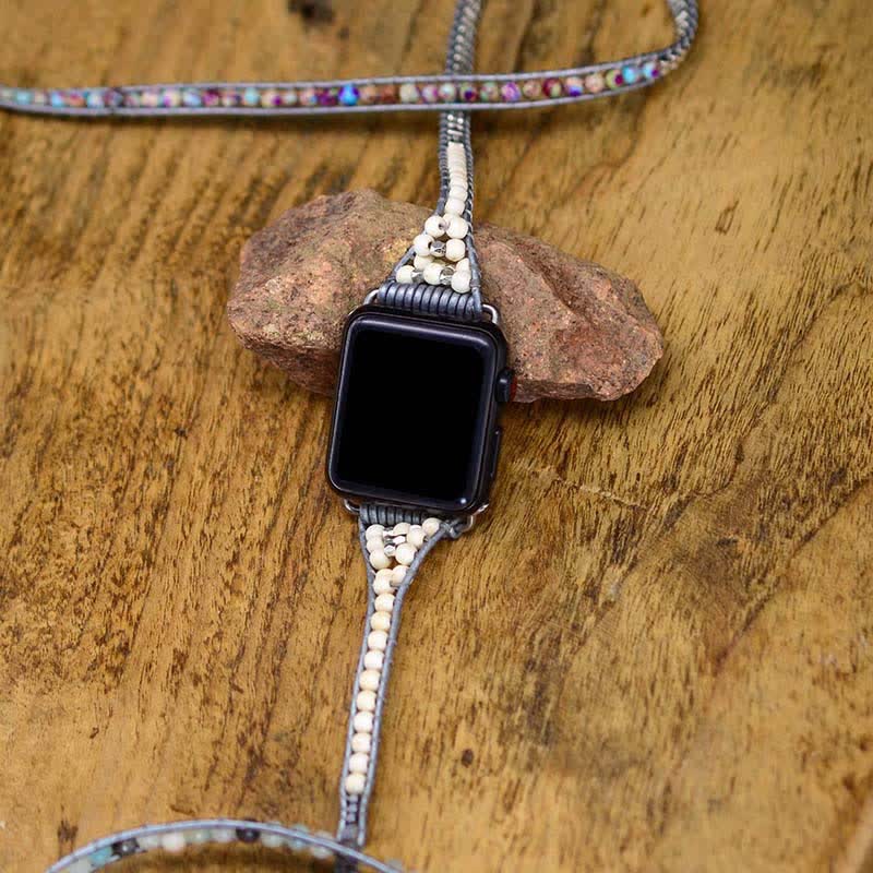 Bracelet enveloppant pour Apple Watch en jaspe naturel et amazonite Olivenorma