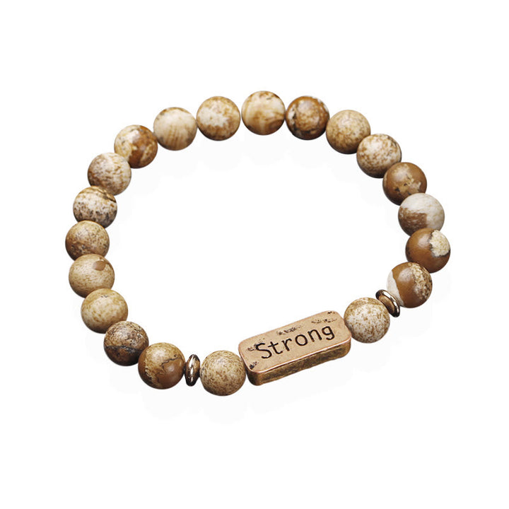 Bracelet gravé solide en pierres précieuses naturelles Olivenorma